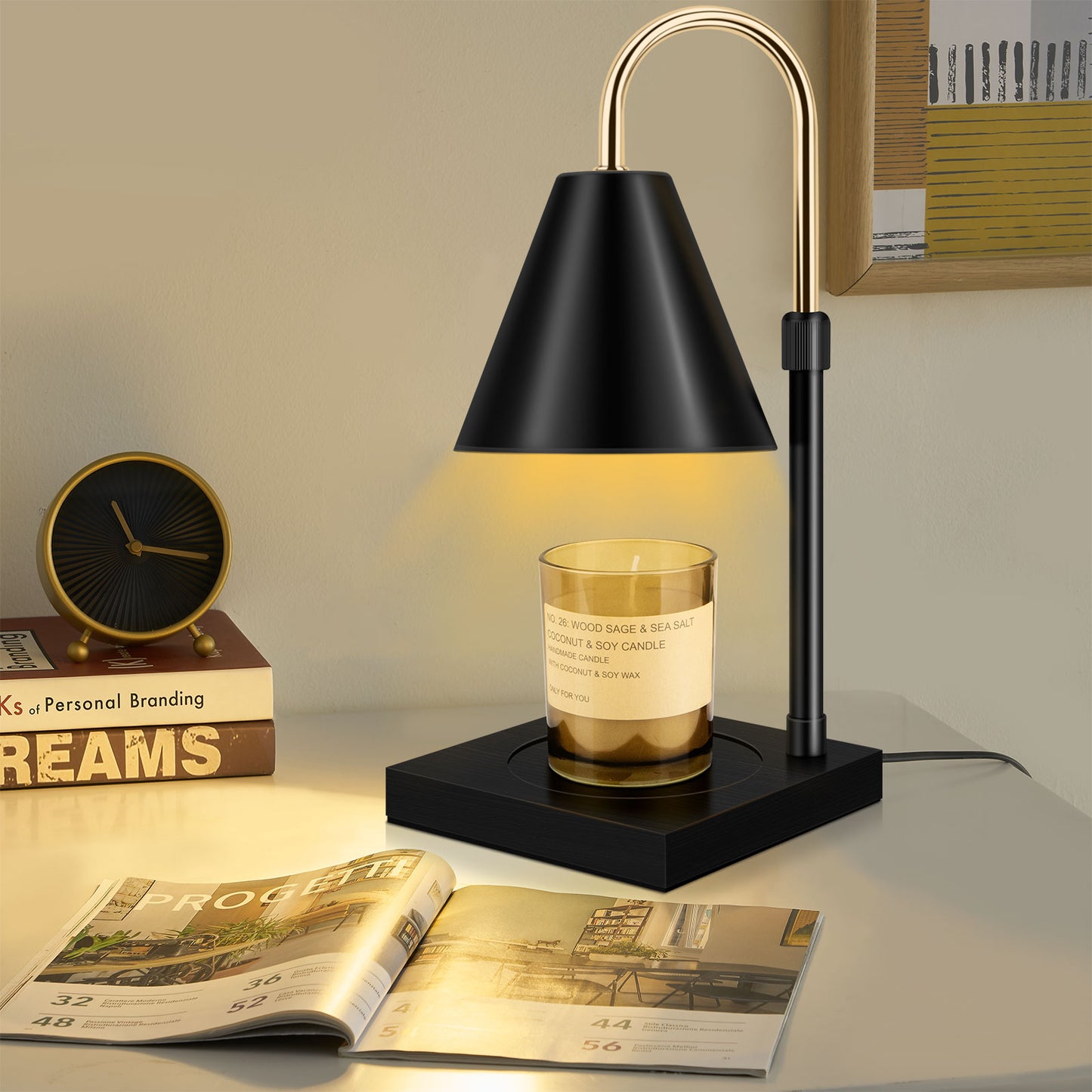 Candle Warmer, With Timer Dimmable And Adjustable Height