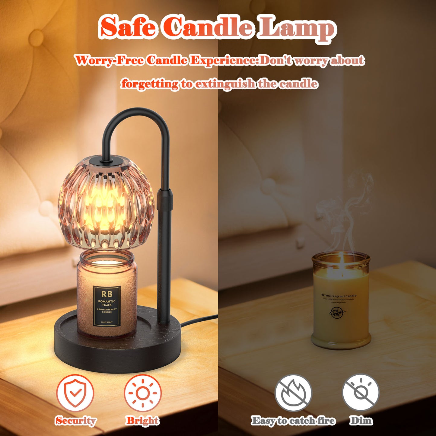 Candle Warmer Lamp With Dimmer and Timer with Adjustable Height