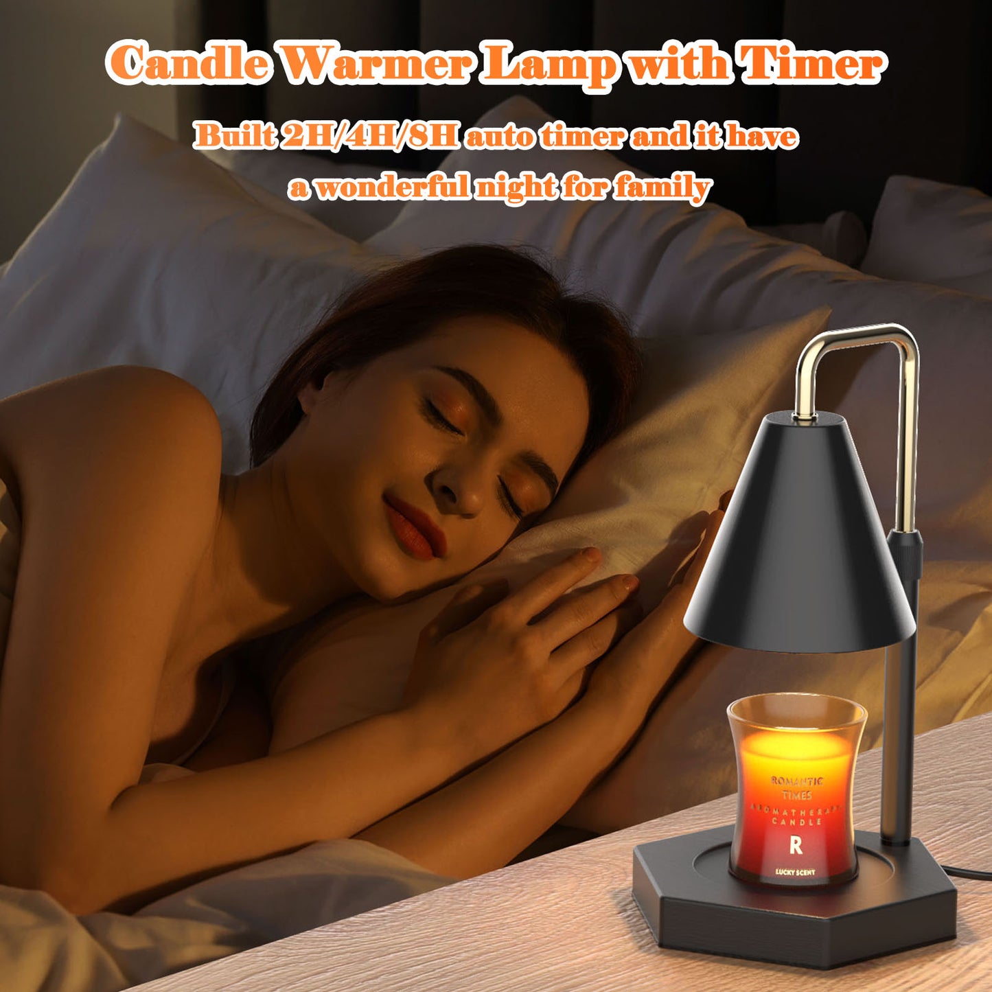 Candle Warmer Lamp With Timer  Adjustable Height Electric Candle Warmer Dimmable With 2 Bulbs Wax Melt Warmer