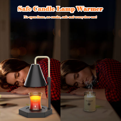 Candle Warmer Lamp With Timer  Adjustable Height Electric Candle Warmer Dimmable With 2 Bulbs Wax Melt Warmer